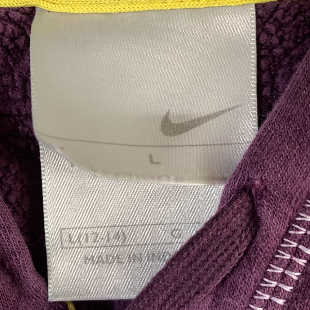 Nike purple, long sleeve, hooded sweatshirt.  Zip up. Front pockets.  Size large - Picture 2 of 9